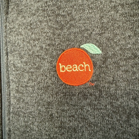 Men’s Full Zip Up Vest Orange Beach Alabama Blue Heather Gray XXL Gulf Shores - Picture 2 of 4